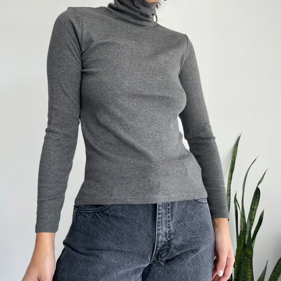 Lauren Ralph Lauren Tops - Vintage Ralph Lauren gray cotton long sleeve turtleneck top